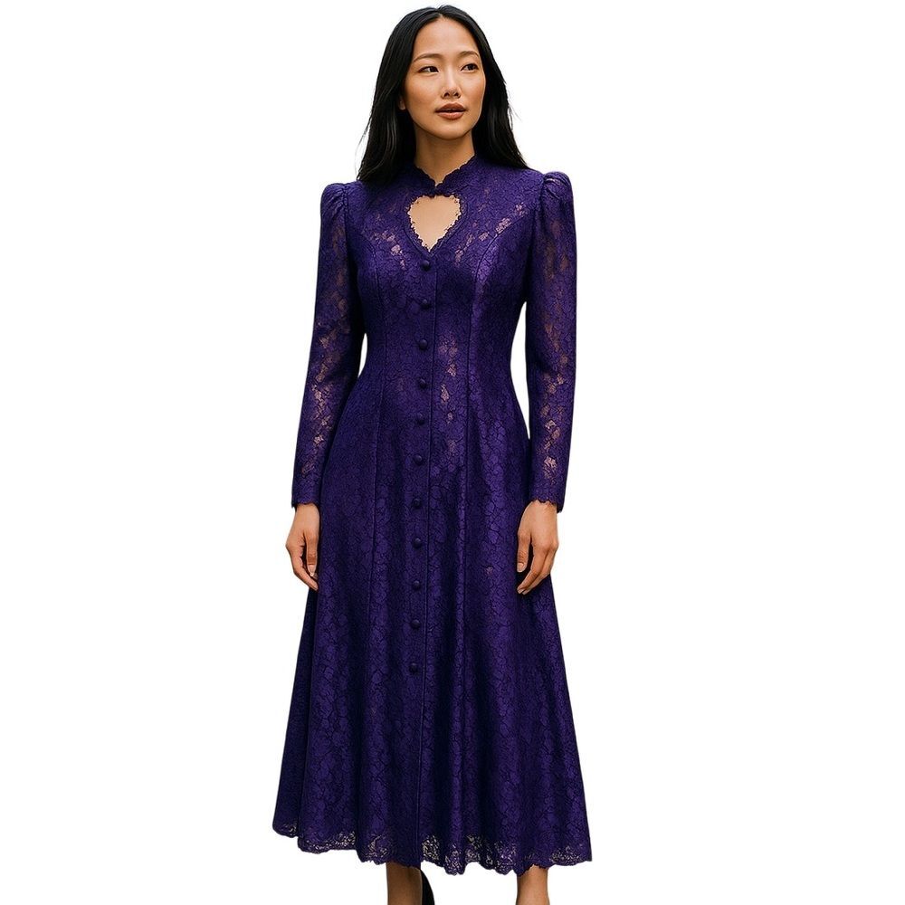 Joni Blair Maxi Dark Fairy Grunge Whimsy Goth Dress Purple Lace  Long SZ 13 - 14